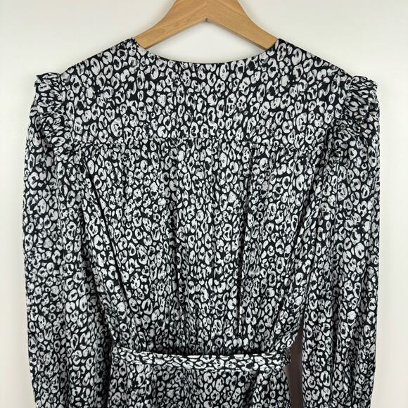 L'Academie Joyce Belted Mini Cocktail Dress Black White Abstract Cheetah Size S - Picture 6 of 16